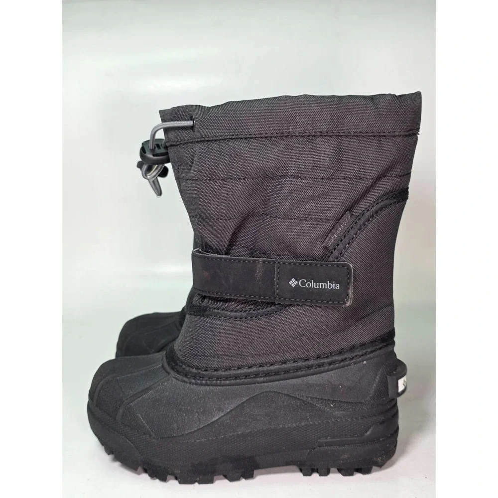 Columbia Powderbug Plus II Kids Winter Boots Size 11 Black Waterproof Snow Shoes